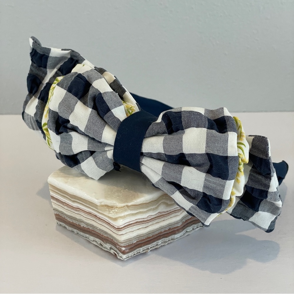 NEW Matilda Jane headband blue check floral
